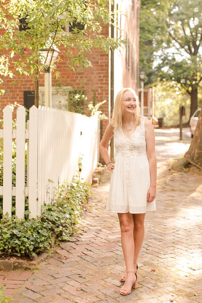 senior girl in a white dress
