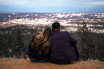 Old Colorado City with a view of Pikes Peak Engagement photos in Colorado Springs