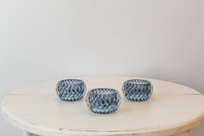 TE Inventory-Textured Deep Blue Shallow Votive Candle Holders 045