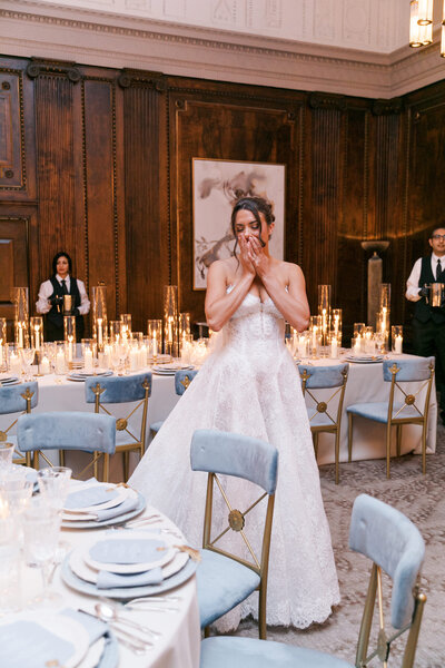 Bride seeing her wedding reception at Nashville's Hermitage Hotel