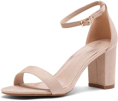 tan chunky heel with ankle strap for women