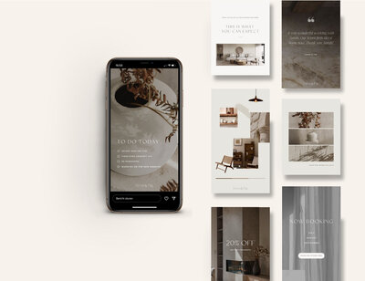 Earthy Instagram templates for interior designers