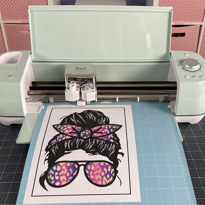 Messy bun sunglasses girl project from DIY Alex print then cut tutorial