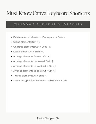 Canva Element Shortcuts - Windows-JCO