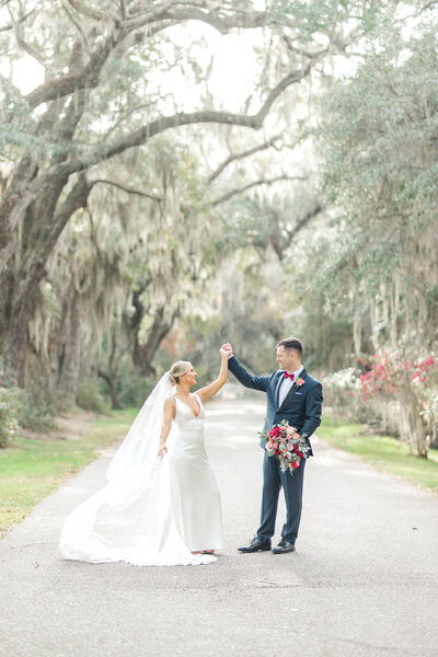 Karen Schanely's past client, Samantha, poses with her husband in Mount Pleasant, South Carolina.
