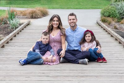 family on bridge