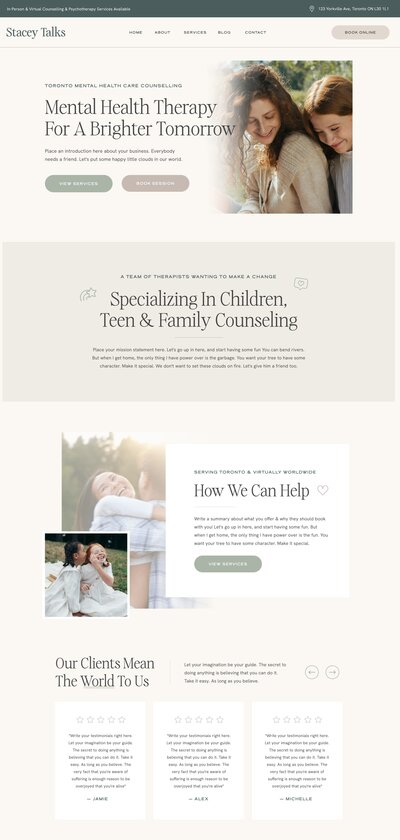 Therapist Showit Template Full Page