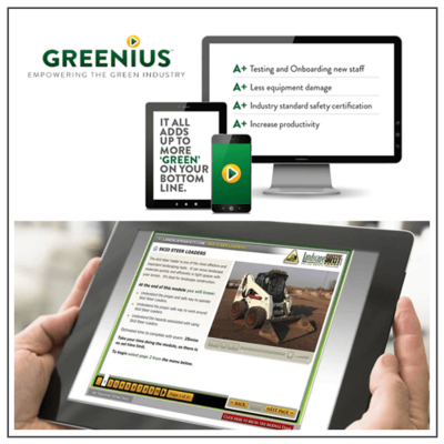 Tablet showing Greenius training for landscape jobs