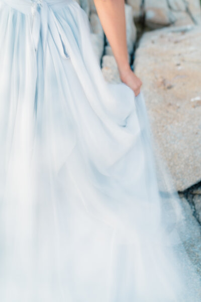 Bride and groom walk up memorial steps at their DC wedding