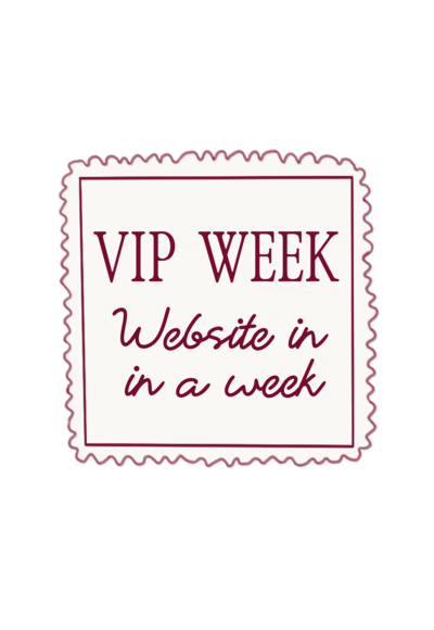 Postage stamp icon with the text ‘VIP WEEK – Website in a week