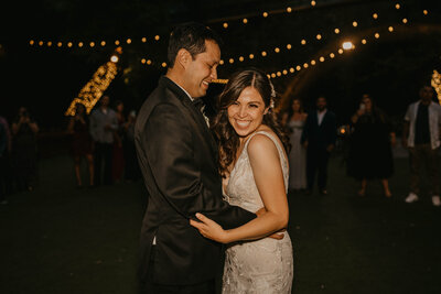 bride and groom dance at reception