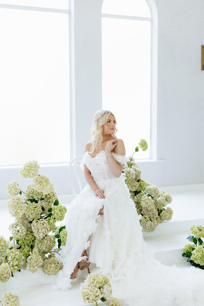 Bride's wedding shoes in a flat lay detail shot
