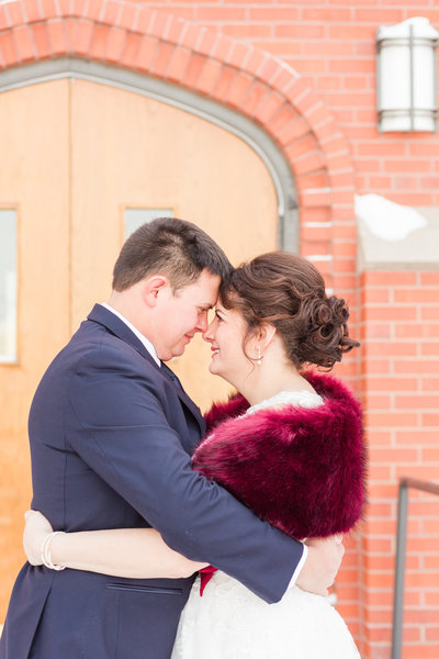 Family in solid and blue plaid in creamy yellow field