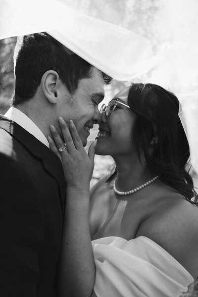 bride and groom portraits from their luxury micro wedding