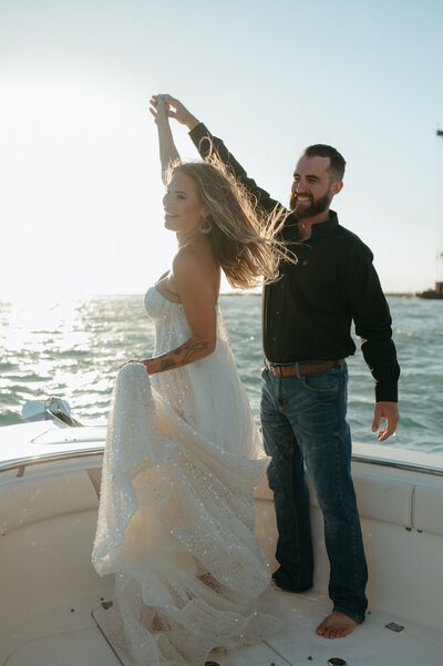 wedding photos on a boat