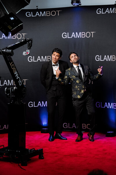 Professional Glambot camera capturing guests in slow-motion, providing luxury photo booth experiences for Arizona weddings and events.