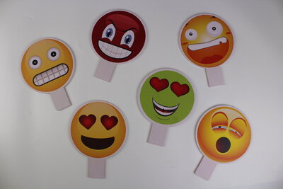 Photo booth props with emoji theme