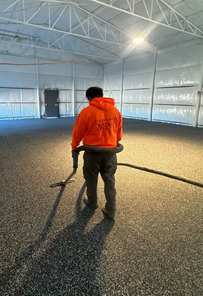High-quality polished concrete showcasing the durability and smooth finish of an epoxy quartz blend, ideal for creating a sleek, modern look in commercial and residential spaces.