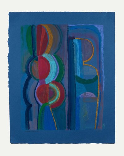 'Moonflowers' by Anna Kunz – a monotype with hand coloring on kozo paper, measuring 24 5/8 x 19 3/4 inches.
