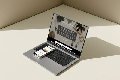 New Fangled collection page on laptop with vintage-inspired jewellery and accessories