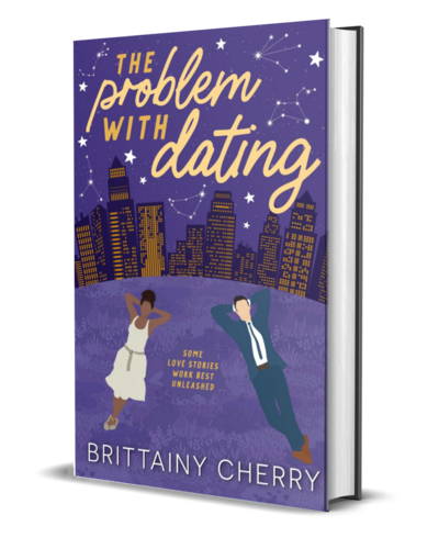 man with beard wearing a white shirt looks down on the cover of the air he breathes by romance author brittainy cherry