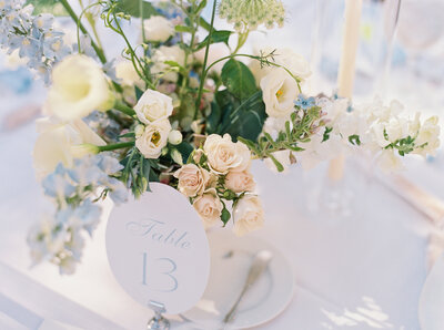 wedding tablescape with luxury floral arrangement