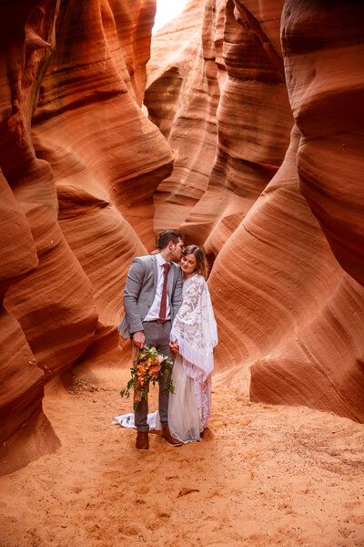 This red rock slot canyon in Northern Arizona was the perfect location for this couple's elopement.