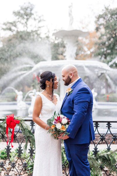 Tresea + Justin's elopement at Forsyth Park, By the Fountain