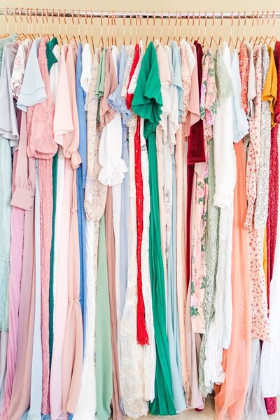 dresses in clothing rack
