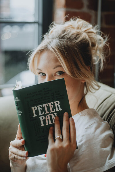 woman reading book