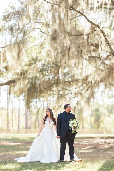 Tallahassee bride and groom standing together.