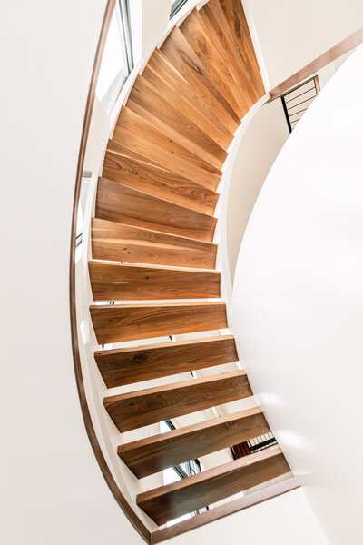 Spiral custom wooden staircase design 