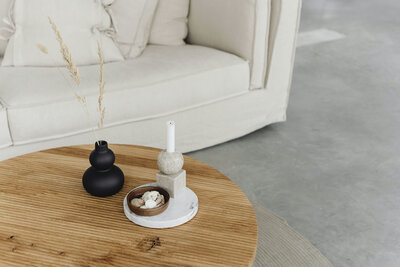 Organic modern decor on coffee table
