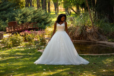 bride modeling wedding gown