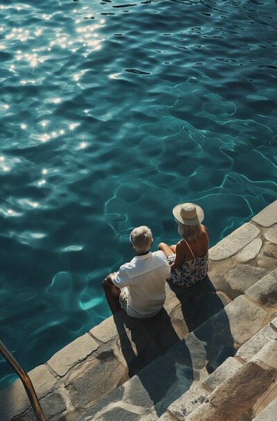 A couple sitting peacefully by the water, reflecting calm and connection after completing a structured online affair recovery counseling program with Relationship Experts in Florida. Their healing journey followed a clear roadmap that helped them rebuild trust and move forward together.