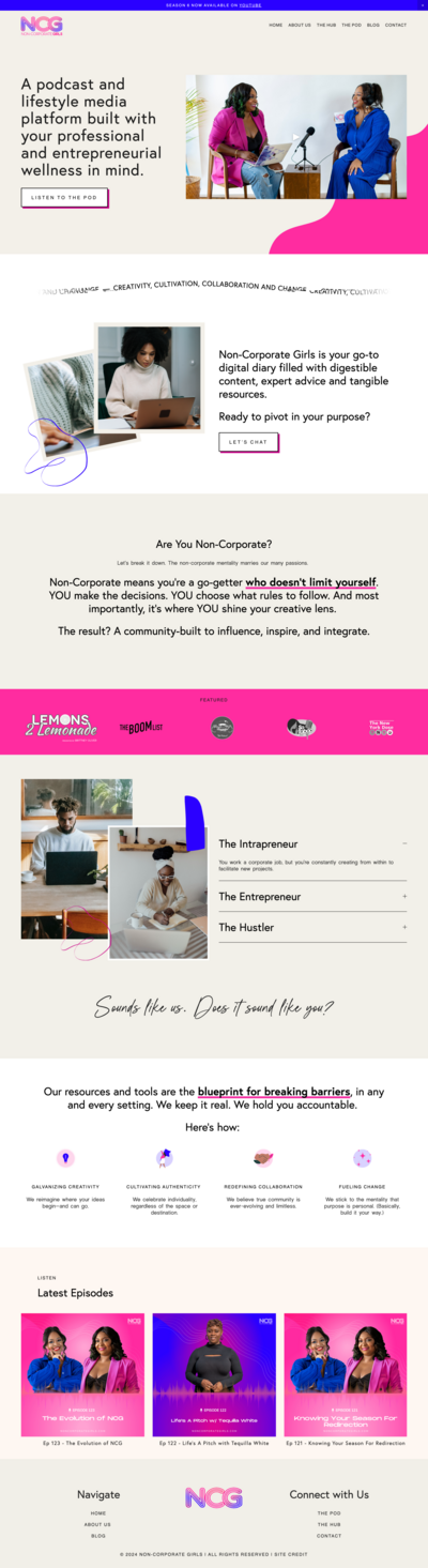 squarespace website design for podcast