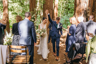 island farm wedding ceremony bride and groom recessional
