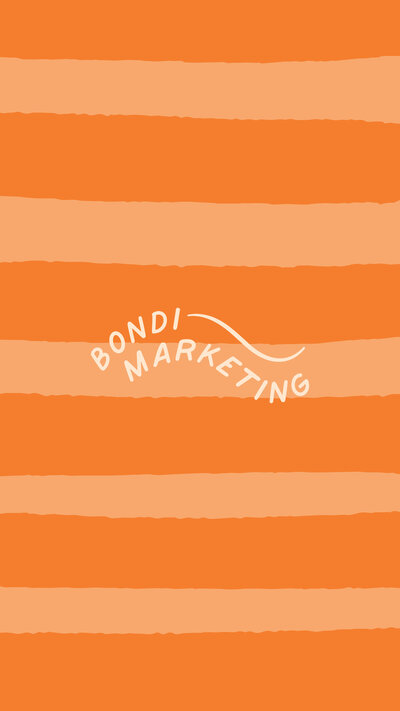Bondi Marketing alternate logo on an orange striped background