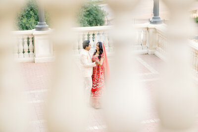 bride and groom first look