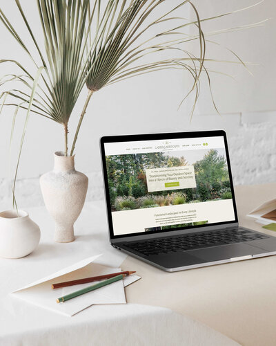 Modern website design for landscape professionals featuring earthy tones, organic layout, and SEO-optimized pages