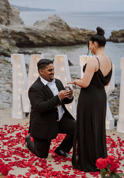 Romantic sunset engagement session in marina del rey