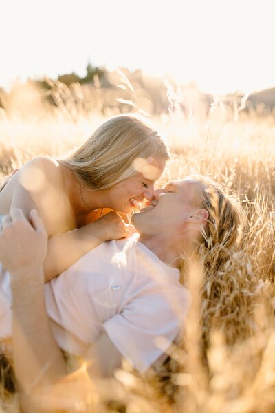 golden hour summer engagement photo