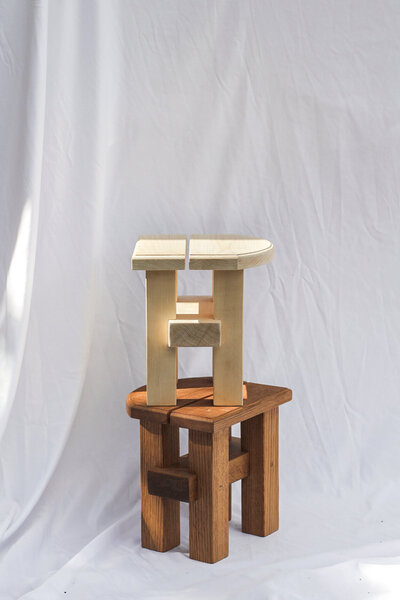 A modern milking stool, plant stand, or step stool made sustainably