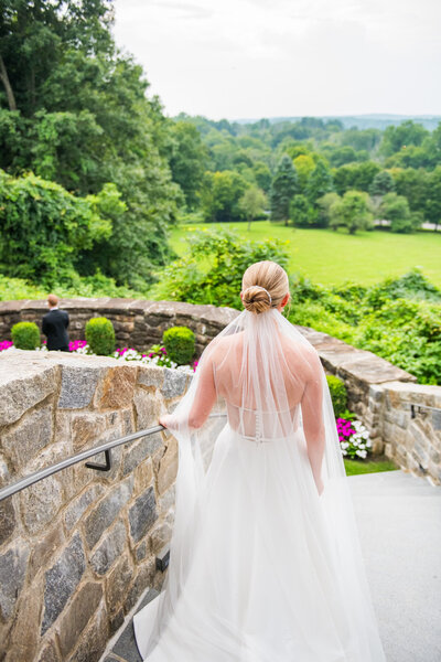 Bride outisde with beautiful view
