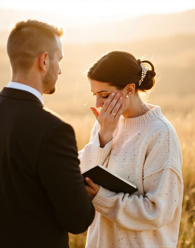 Bride at romantic wedding venue
