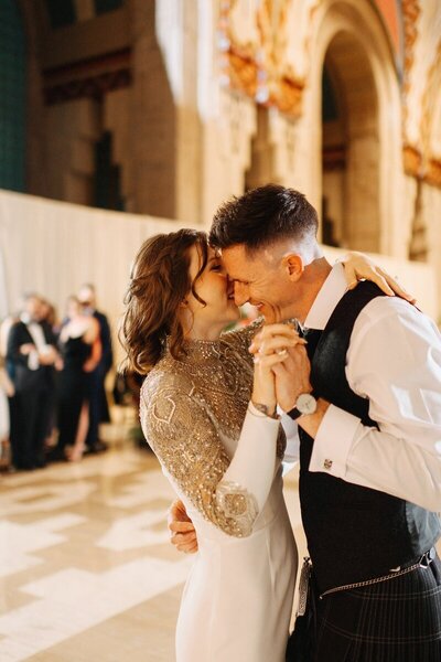 Bride and groom's first dance at Michigan wedding