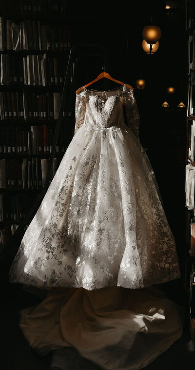long sleeve floral wedding dress