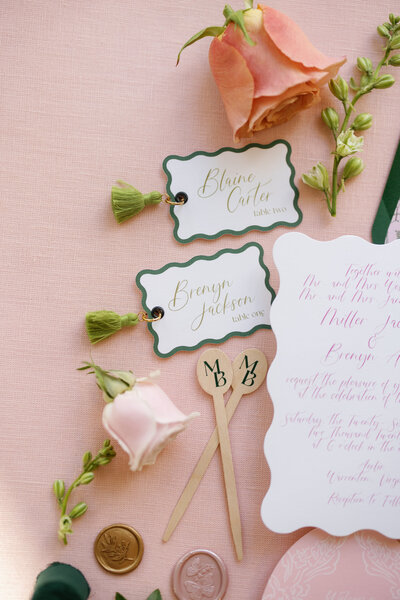 Airlie Virginia wedding custom invitation place cards