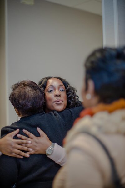 two women hugging