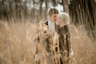 Wedding couple in woodland
